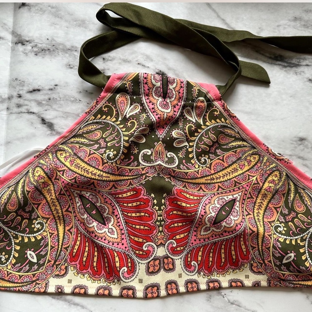 Paisley Apron with Pink and Green Accents